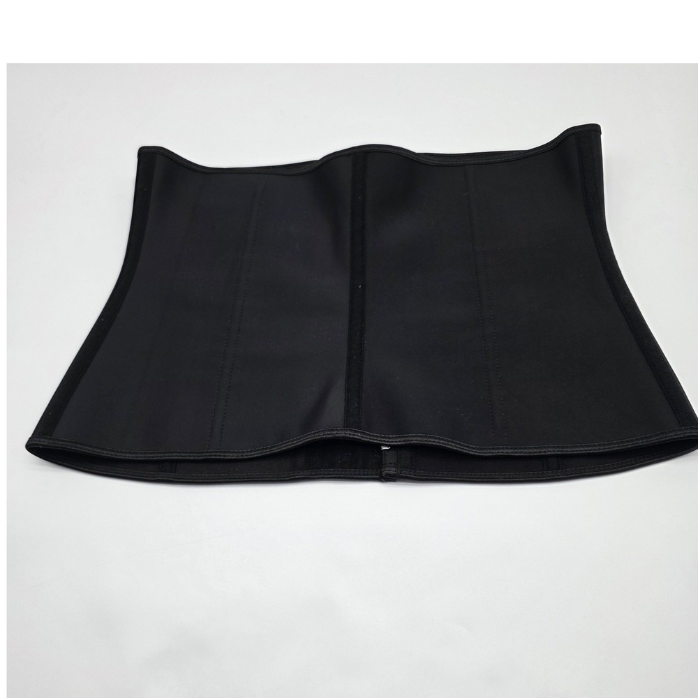 Ann Chery Waist Trainer Cincher Women Size 38 Black Latex Hook-and-Eye Shapewear
